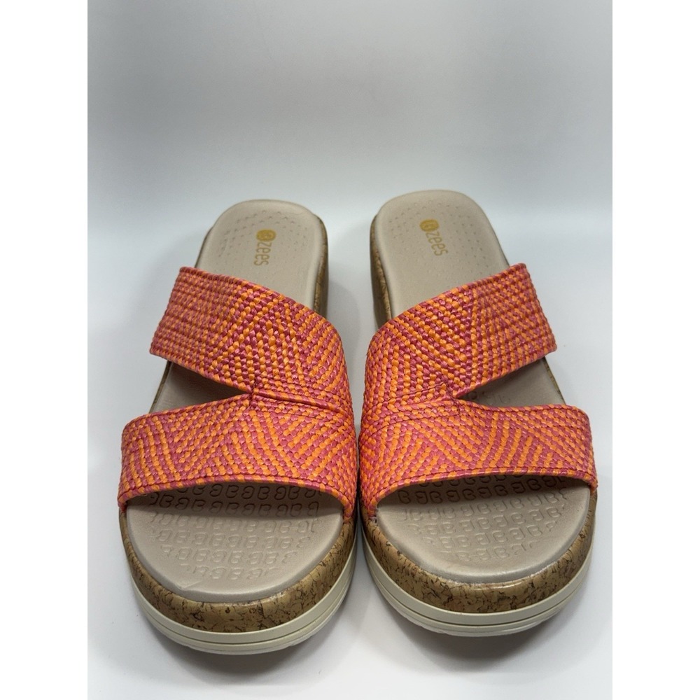 Bzees Womens Riviera Sz 9 Machine Washable Wedge Sandal Pink/Orange - Picture 2 of 8